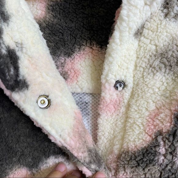 BP Sherpa jacket snap closure ivory tie dye M NWT - Picture 5 of 7